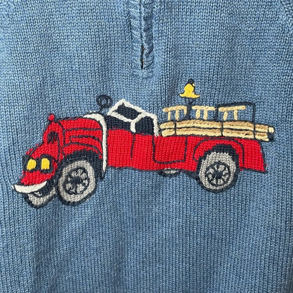 Vintage- Gymboree Boys Firehouse Hounds‎ Fire Truck Sweater size 8 quarter zip